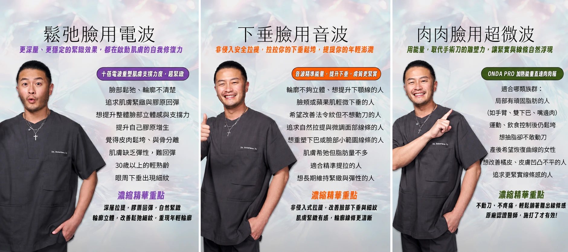 鬆弛臉用電波、下垂臉用音波、肉肉臉用超微波：三種臉部療程的適應症比較